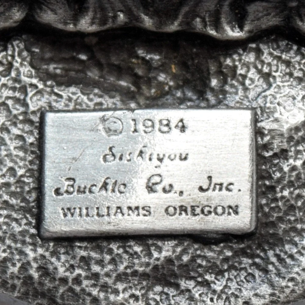 Vtg 1984 Siskiyou Pewter Belt Buckle Native American Warrior Horse Tribute R-29